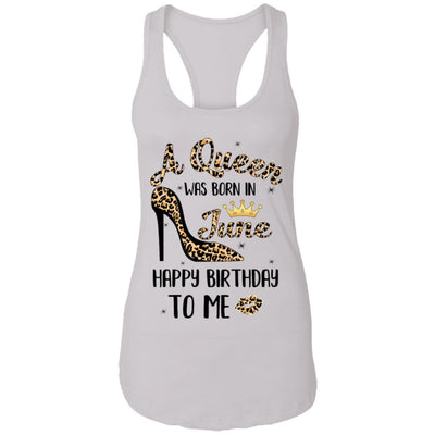 Born In June Girl Leopard High Heels Birthday Women Gift-T-Shirt & Tank Top-Women's Ideal Racerback Tank-White