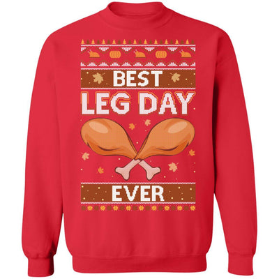 Best Leg Day Ever Ugly Christmas Sweater Funny Thanksgiving-T-Shirt & Sweatshirt-Crewneck Sweatshirt-Red