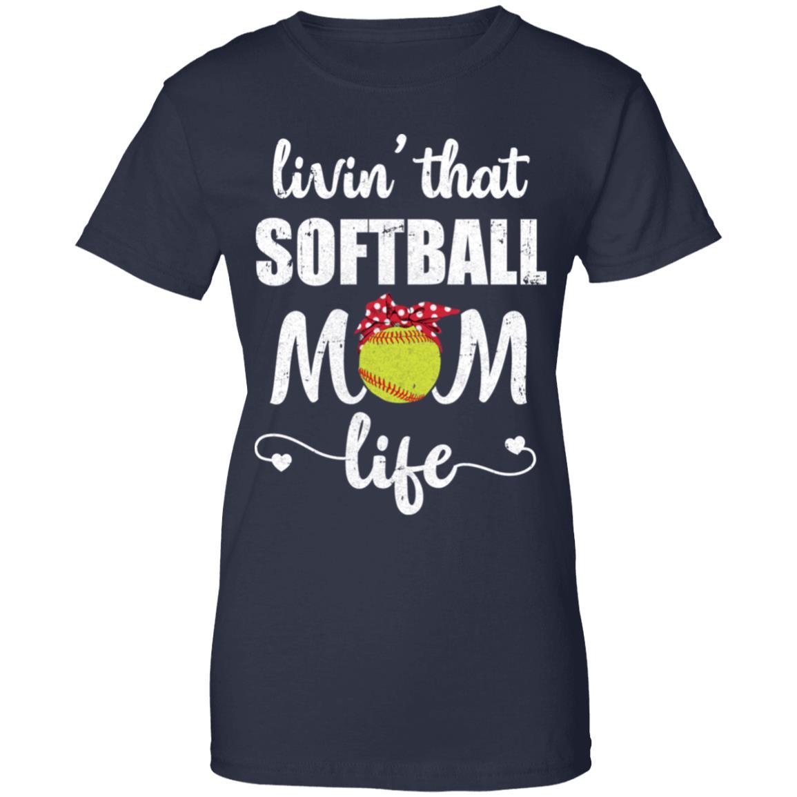 Living That Softball Mom Life Mothers Day Gifts-T-Shirt & Tank Top-Women's T-Shirt-Navy