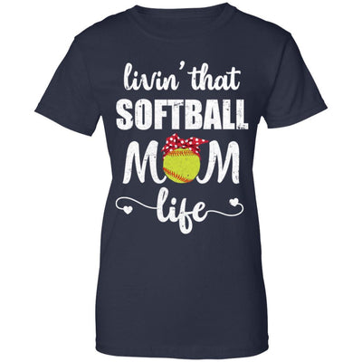 Living That Softball Mom Life Mothers Day Gifts-T-Shirt & Tank Top-Women's T-Shirt-Navy