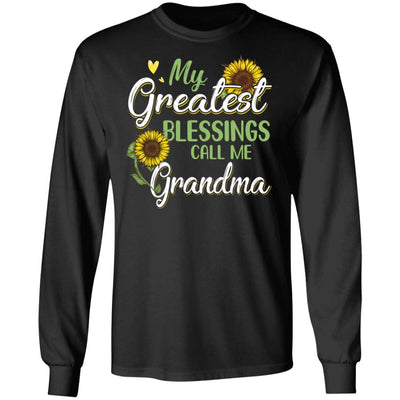 My Greatest Blessings Call Me Grandma Sunflower Gifts-T-Shirt & Hoodie-Long Sleeve T-Shirt-Black