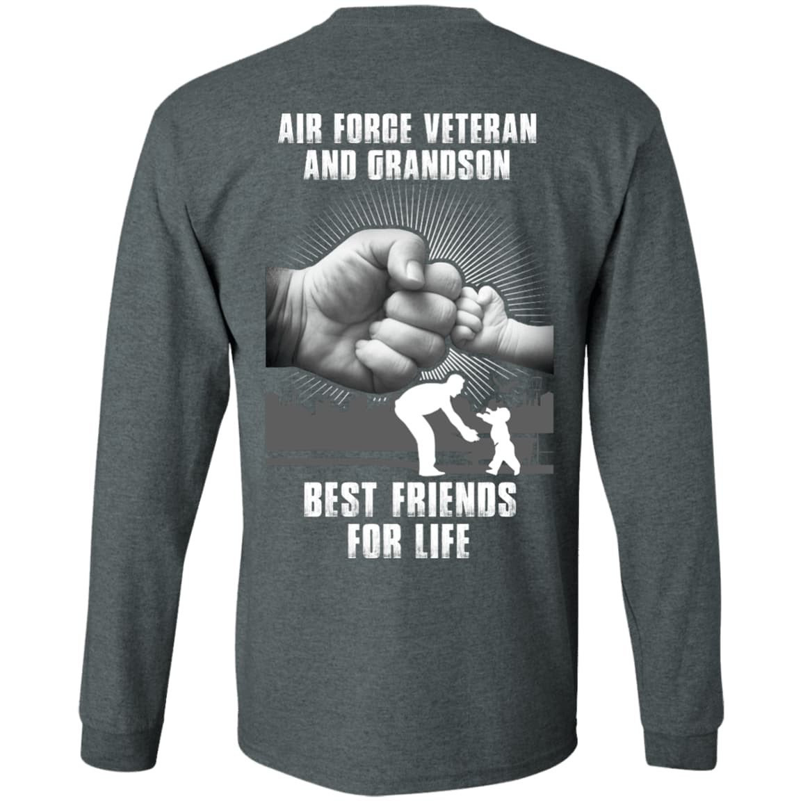 Air Force Veteran And Grandson Best Friends For Life-T-Shirt & Hoodie-Long Sleeve T-Shirt-Dark Heather