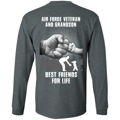 Air Force Veteran And Grandson Best Friends For Life-T-Shirt & Hoodie-Long Sleeve T-Shirt-Dark Heather