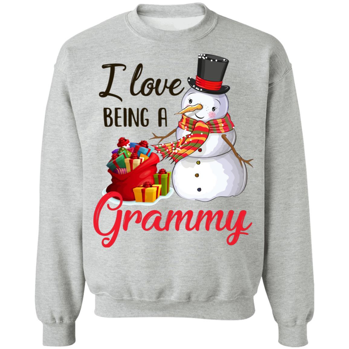 I Love Being A Grammy Snowman Gift For Christmas Day-T-Shirt & Sweatshirt-Crewneck Sweatshirt-Sport Grey