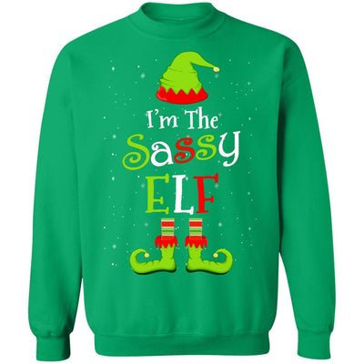 I'm The Sassy Elf Family Matching Funny Christmas Group Gift-T-Shirt & Sweatshirt-Crewneck Sweatshirt-Irish Green