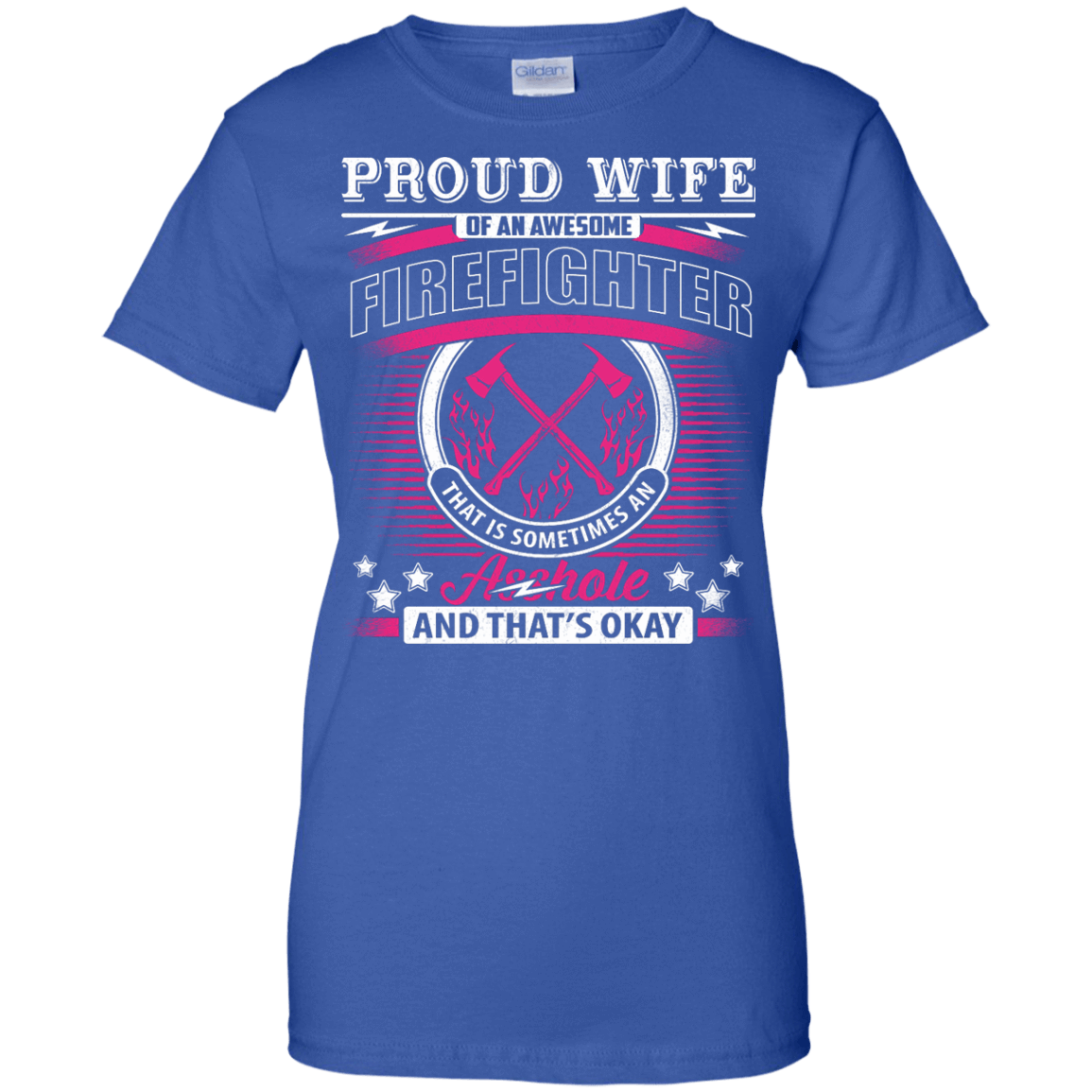 Proud Wife Of An Awesome Firefighter-T-Shirt & Hoodie-Women's T-Shirt-Royal