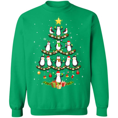Penguin Christmas Tree Penguin Lover Xmas Gift-T-Shirt & Sweatshirt-Crewneck Sweatshirt-Irish Green