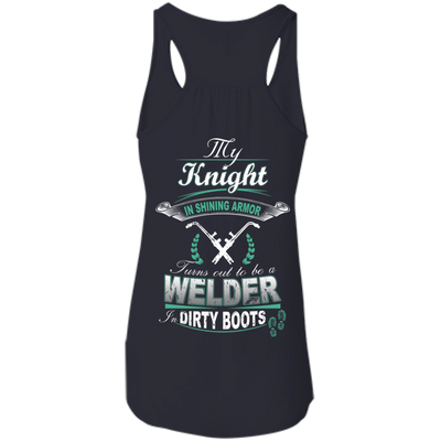 Turns out to be a Welder In Dirty Boots-T-Shirt & Hoodie-Women's Flowy Racerback Tank-Midnight