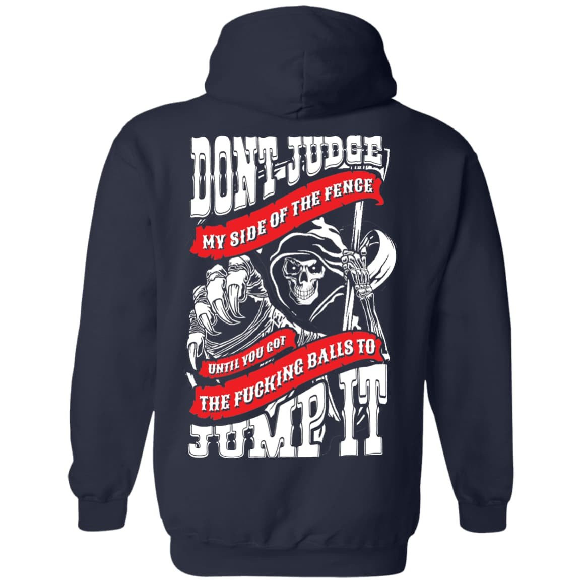 Don't Judge My Side Of The Fenge-T-Shirt & Hoodie-Pullover Hoodie-Navy