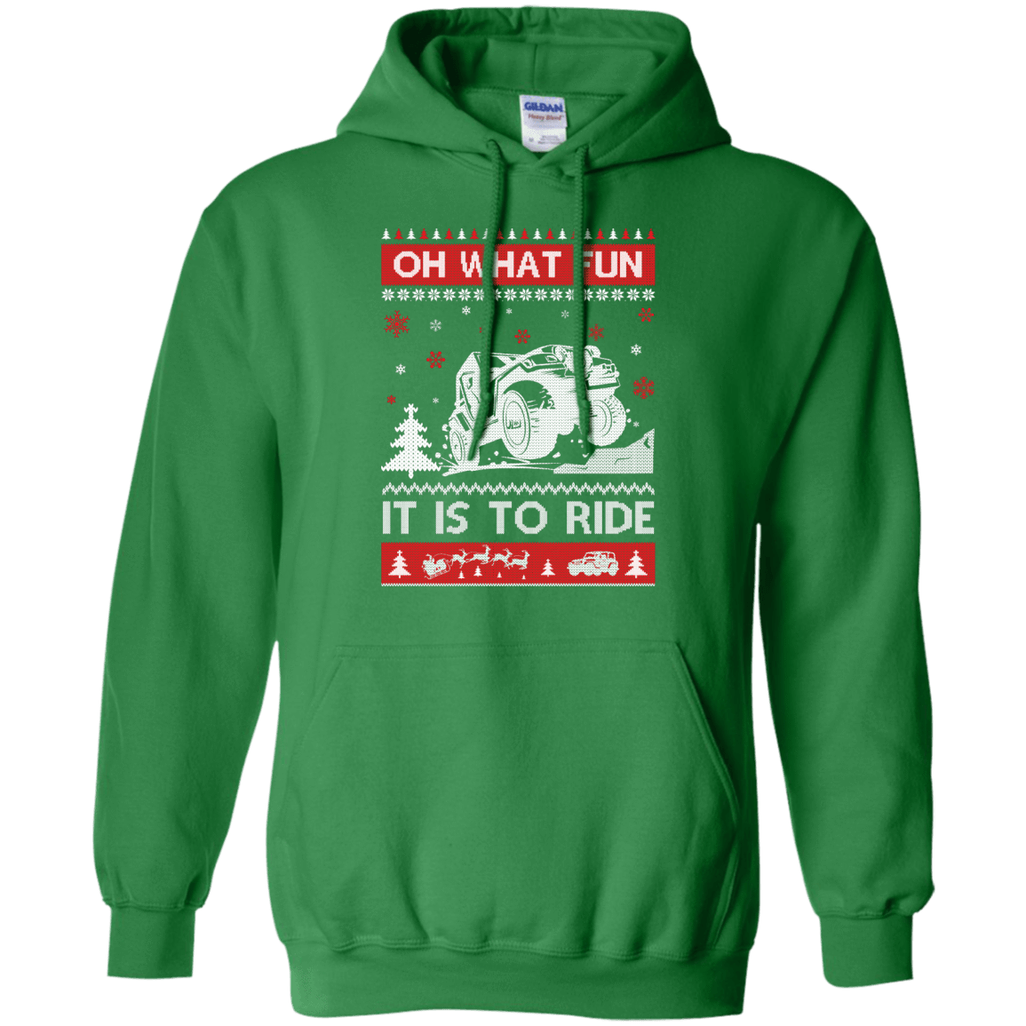 Jeep Sweater Christmas Oh What Fun It Is To Ride-T-Shirt & Hoodie-Pullover Hoodie-Irish Green