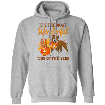 Pit Bull Autumn It's The Most Wonderful Time Of The Year-T-Shirt & Hoodie-Pullover Hoodie-Sport Grey