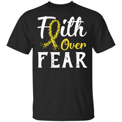 Childhood Cancer Awareness Gold Ribbon Faith Over Fear-T-Shirt & Hoodie-Classic T-Shirt-Black
