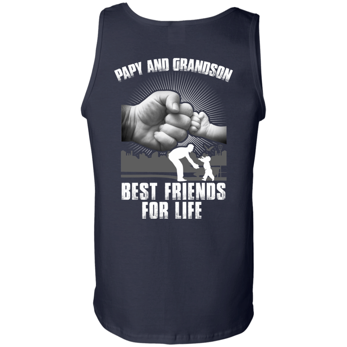 Papy And Grandson Best Friends For Life-T-Shirt & Hoodie-Unisex Tank-Navy