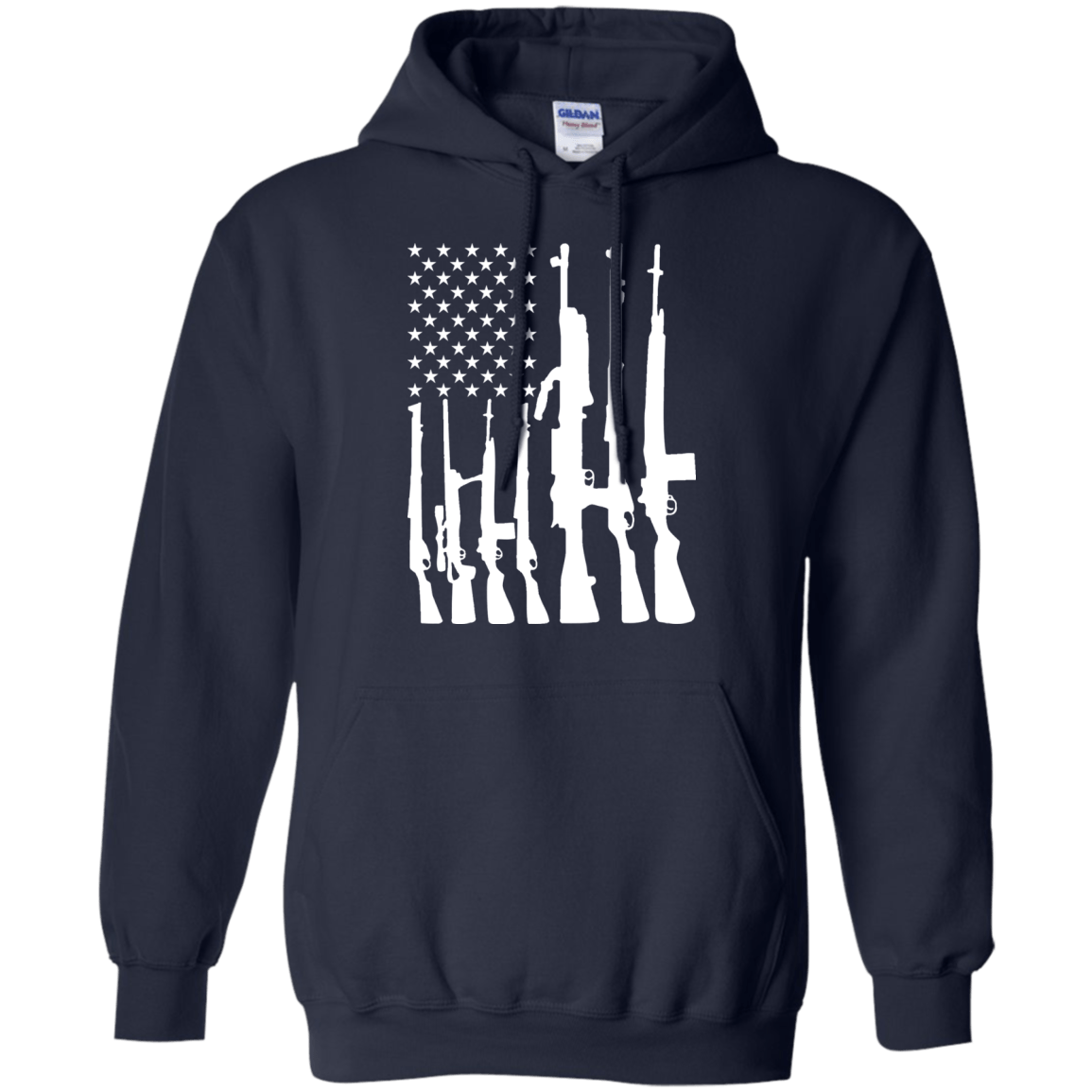 Rifle American Flag Machine Gun Rights-T-Shirt & Hoodie-Pullover Hoodie-Navy