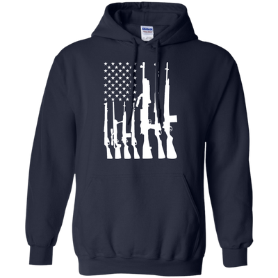Rifle American Flag Machine Gun Rights-T-Shirt & Hoodie-Pullover Hoodie-Navy