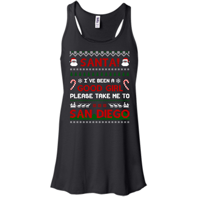 Santa I've Been A Good Girl Please Take Me To San Diego-T-Shirt & Hoodie-Women's Flowy Racerback Tank-Black