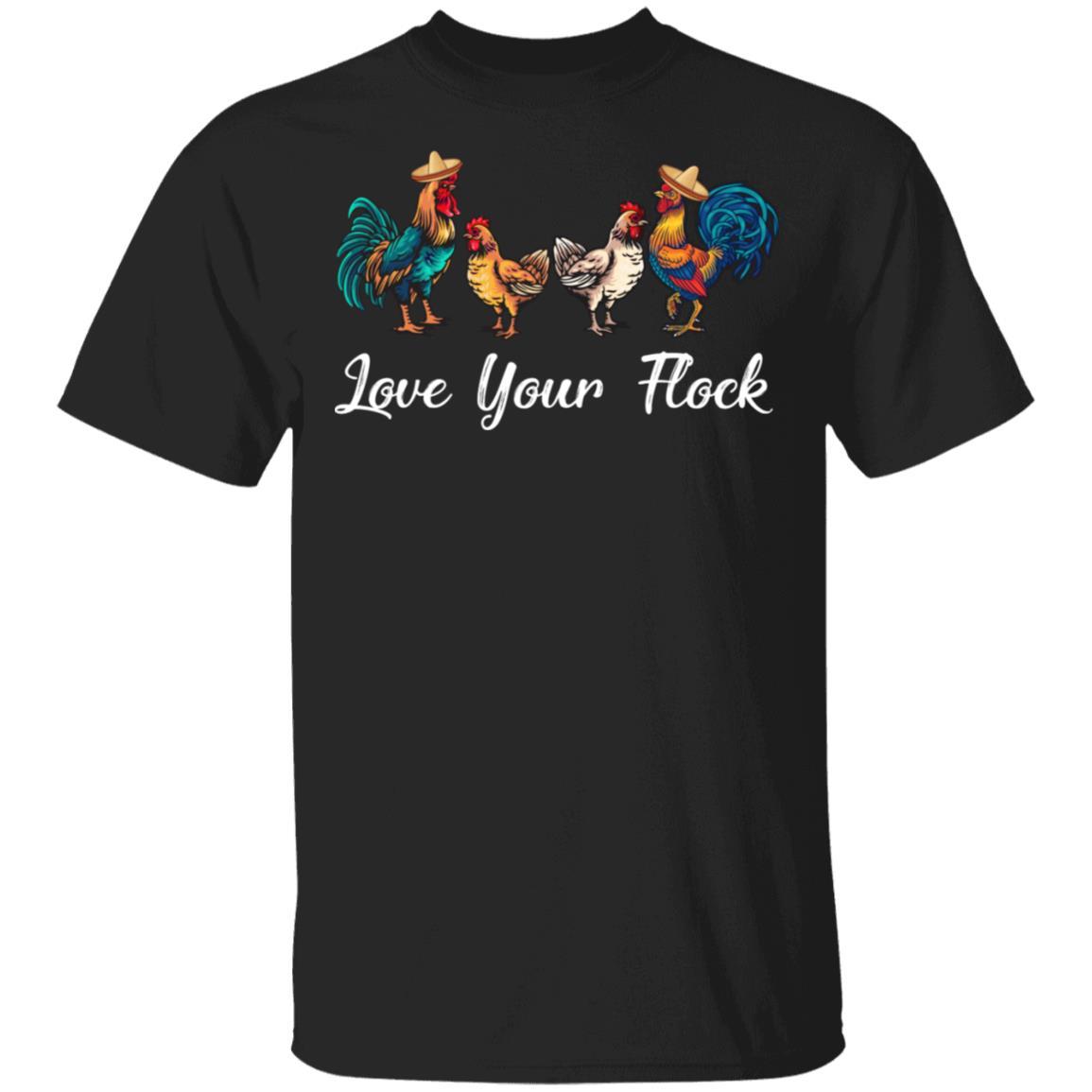 Love Your Flock Chicken Lover Funny Farmer-T-Shirt & Tank Top-Classic T-Shirt-Black