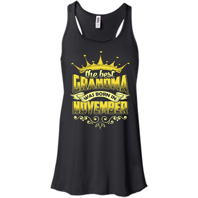 The Best Grandma Was Born In November-T-Shirt & Hoodie-Women's Flowy Racerback Tank-Black
