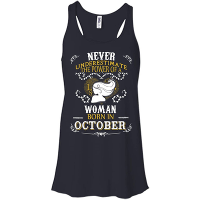 A Woman Born In OCTOBER-T-Shirt & Hoodie-Women's Flowy Racerback Tank-Midnight