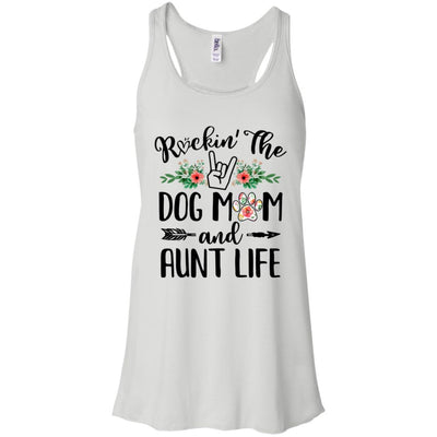 Rockin' The Dog Mom And Aunt Life Mother's Day Gift-T-Shirt & Tank Top-Women's Flowy Racerback Tank-White
