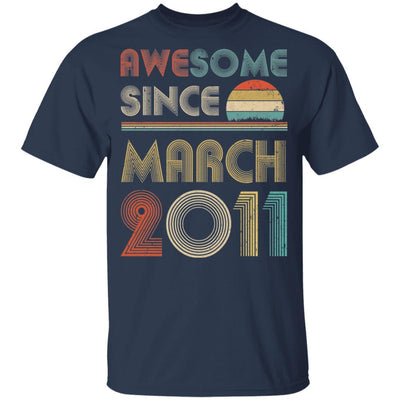 Awesome Since March 2011 Vintage 10th Birthday Gifts Youth-Youth Shirt-Youth T-Shirt-Navy