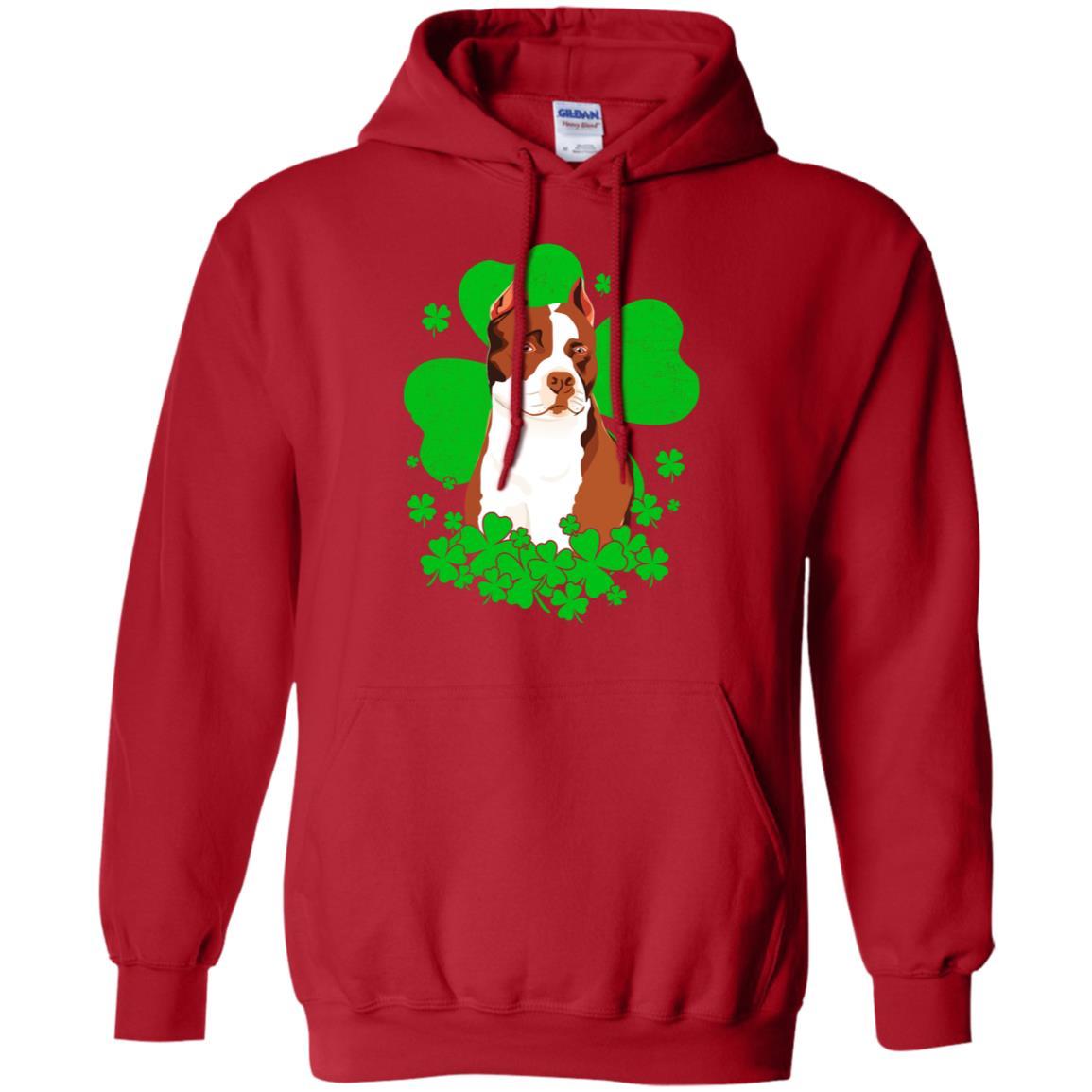 Pitbull St. Patrick's Day Clovers-T-Shirt & Hoodie-Pullover Hoodie-Red