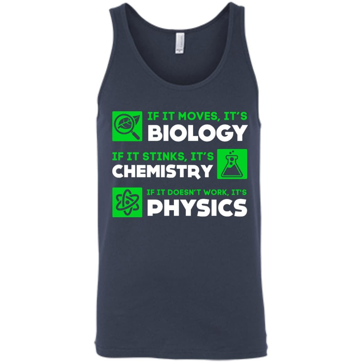 Biology Chemistry Physics Science Teacher-T-Shirt & Hoodie-Unisex Tank-Navy