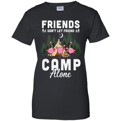 Friends Don't Let Friends Camp Alone Wine Camping Flamingo-T-Shirt & Tank Top-Women's T-Shirt-Black