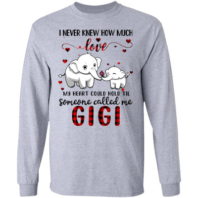 Someone Called Me Gigi Elephant Red Plaid Mother's Day-T-Shirt & Hoodie-Long Sleeve T-Shirt-Sport Grey