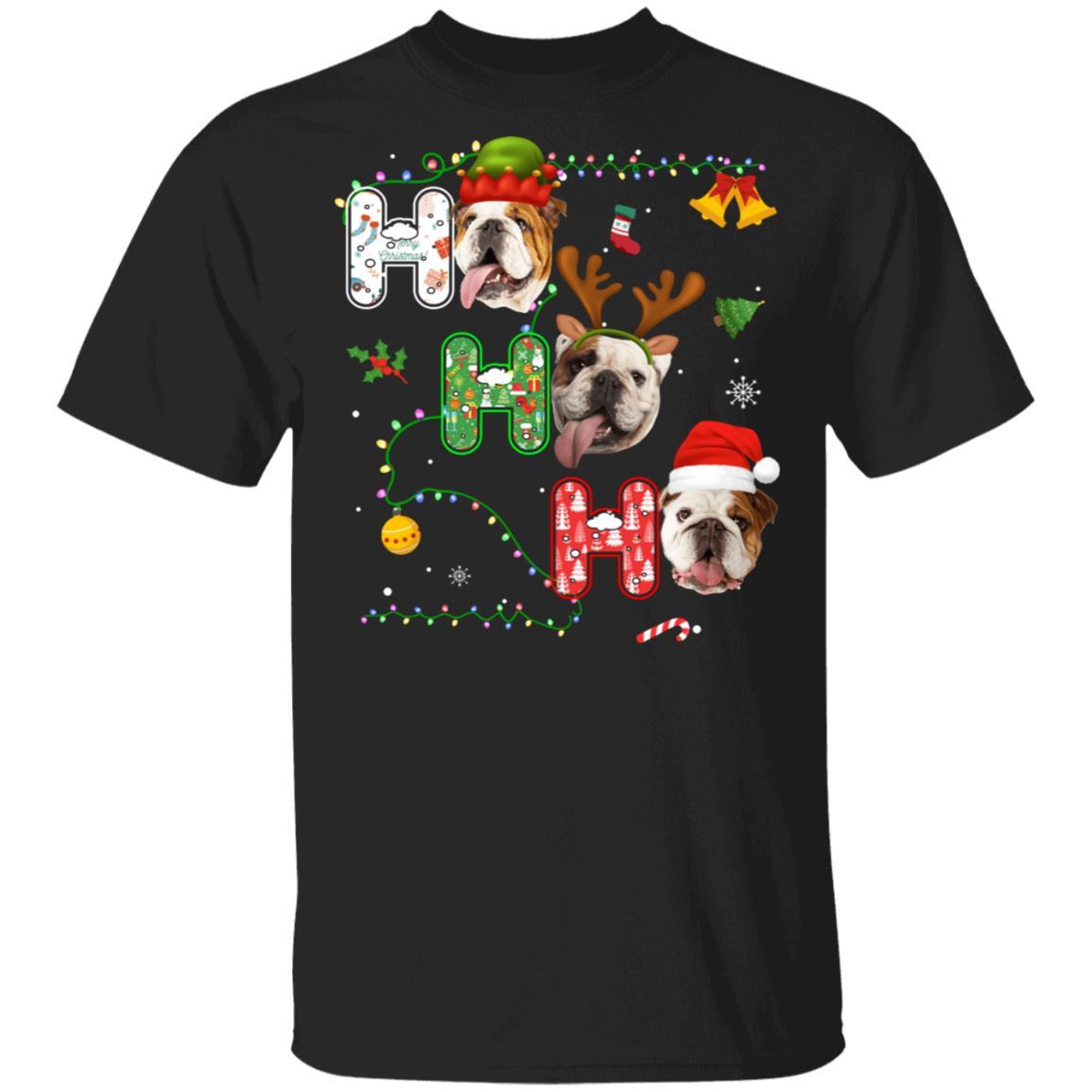 Christmas Ho Ho Ho Bulldog Lover Funny Xmas Gift-T-Shirt & Sweatshirt-Classic T-Shirt-Black