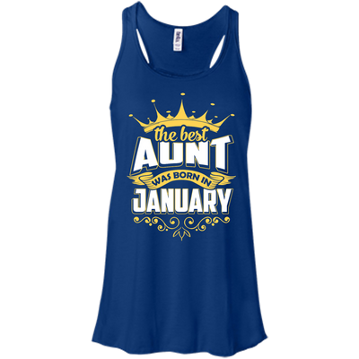 The Best Aunt Was Born In January-T-Shirt & Hoodie-Women's Flowy Racerback Tank-True Royal