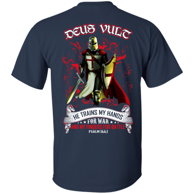 Knight Templar Deus Vult He Trains My Hands For War-T-Shirt & Hoodie-Classic T-Shirt-Navy