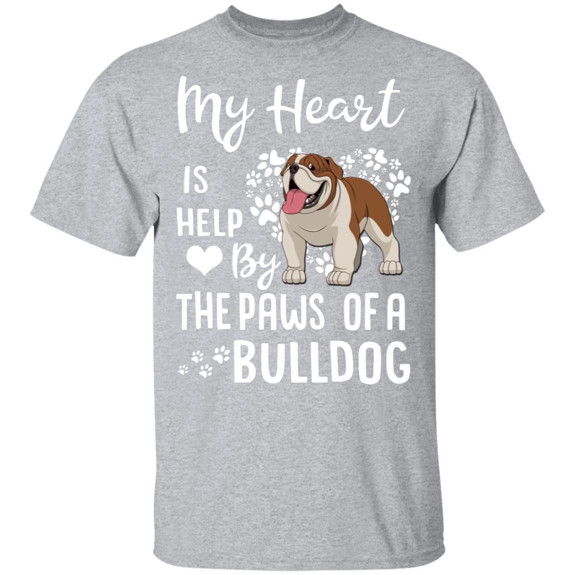 My Heart Is Held By The Paws Of A Bulldog Lover-T-Shirt & Hoodie-Classic T-Shirt-Sport Grey