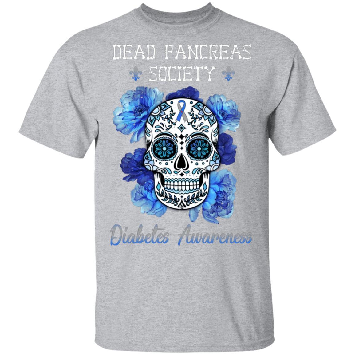 Dead Pancreas Society Sugar Skull Diabetes Awareness-T-Shirt & Hoodie-Classic T-Shirt-Sport Grey