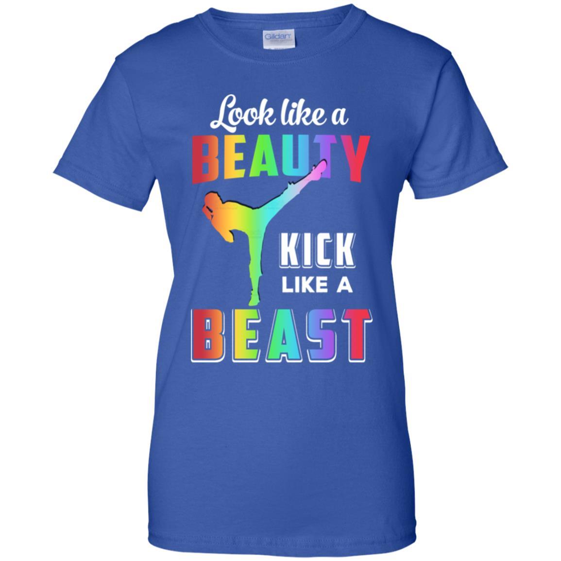 Look Like Beauty Kick Like Beast Women Kickboxing Gift-T-Shirt & Tank Top-Women's T-Shirt-Royal