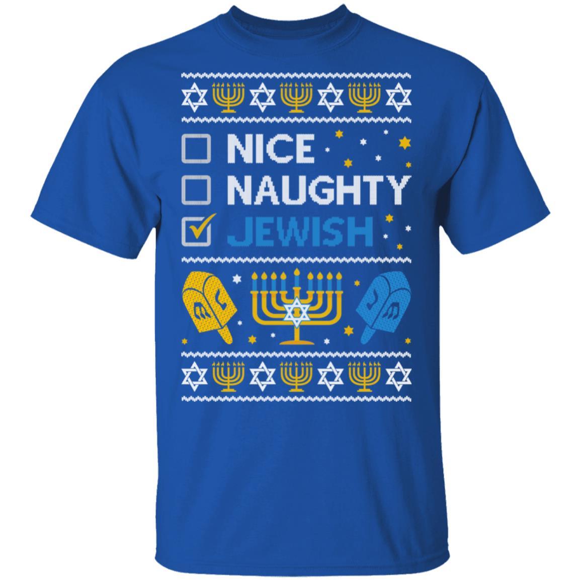 Nice Naughty Jewish Funny Hanukkah Christmas Gifts-T-Shirt & Sweatshirt-Classic T-Shirt-Royal