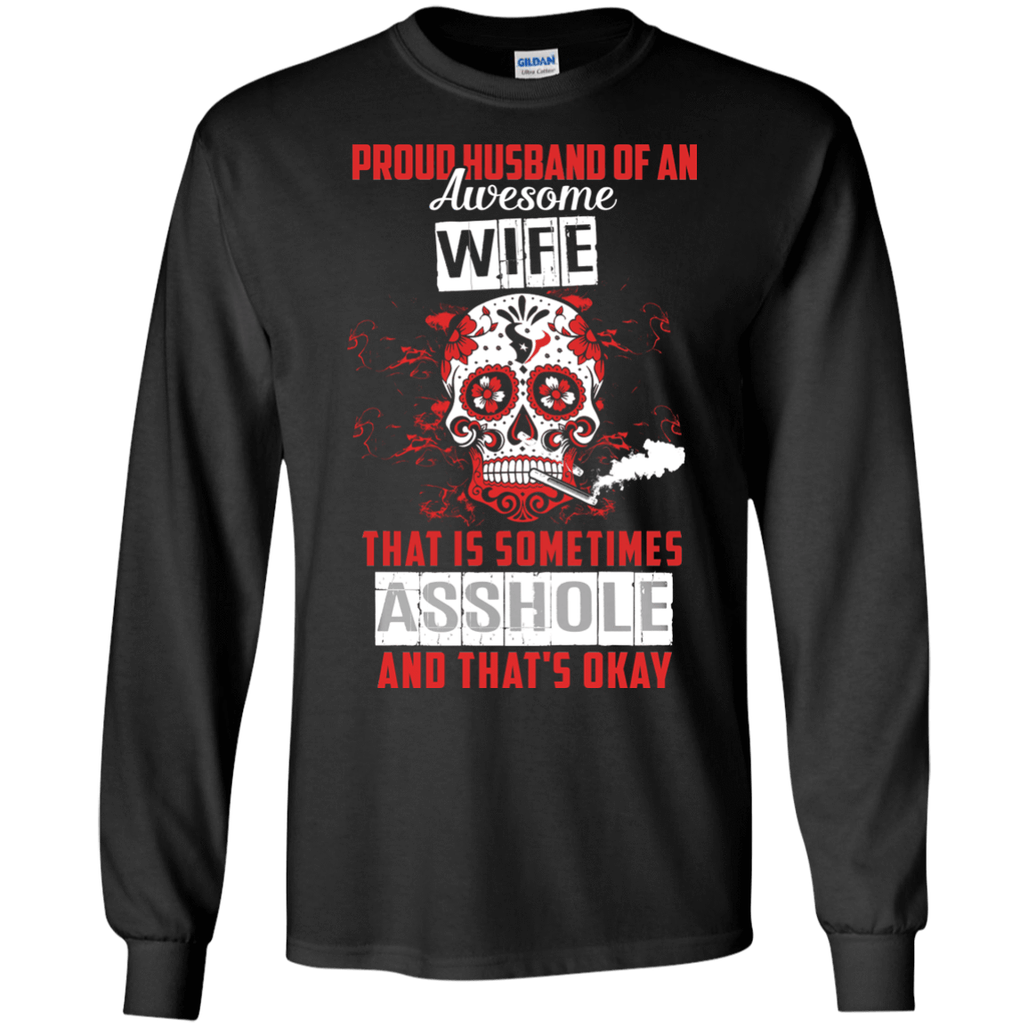 Proud Husband Of An Awesome Wife-T-Shirt & Hoodie-Long Sleeve T-Shirt-Black