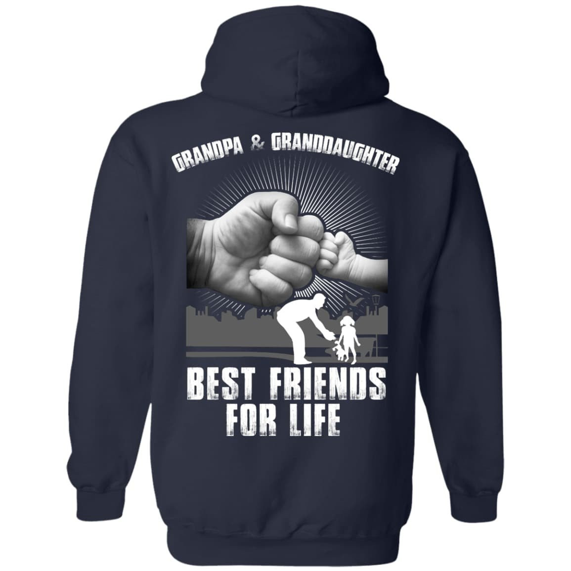 Grandpa And Granddaughter Best Friends For Life-T-Shirt & Hoodie-Pullover Hoodie-Navy