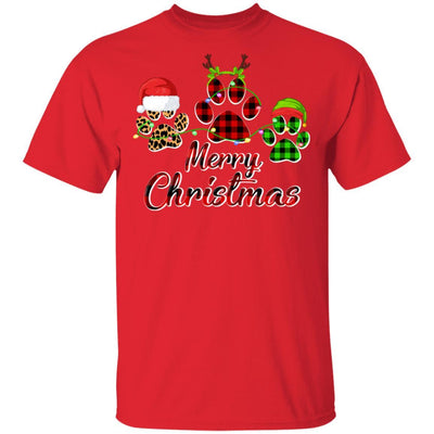 Paw Dogs Merry Christmas Dog Lovers Red Buffalo-T-Shirt & Sweatshirt-Classic T-Shirt-Red