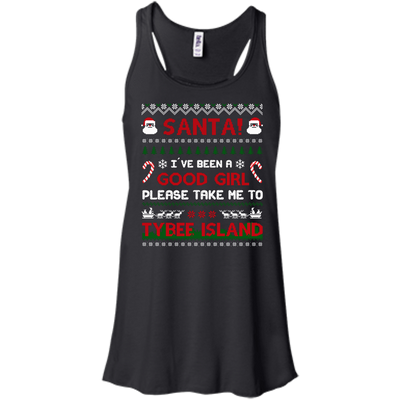 Santa I've Been A Good Girl Please Take Me To Tybee Island-T-Shirt & Hoodie-Women's Flowy Racerback Tank-Black