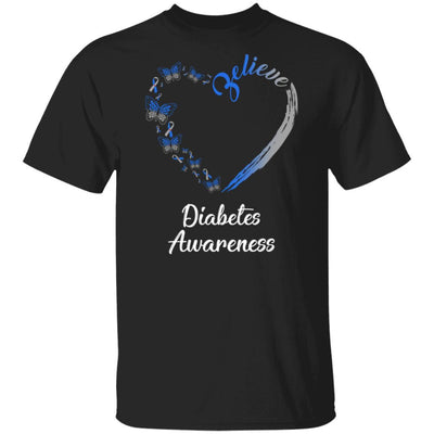 Butterfly Believe Diabetes Awareness Ribbon Gifts-T-Shirt & Hoodie-Classic T-Shirt-Black