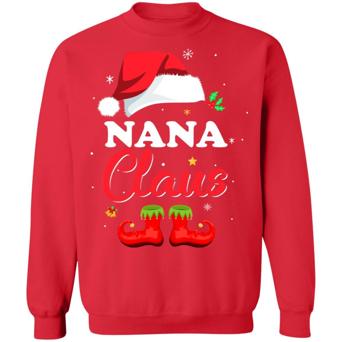 Santa Nana Claus Matching Family Pajamas Christmas Gifts-T-Shirt & Sweatshirt-Crewneck Sweatshirt-Red