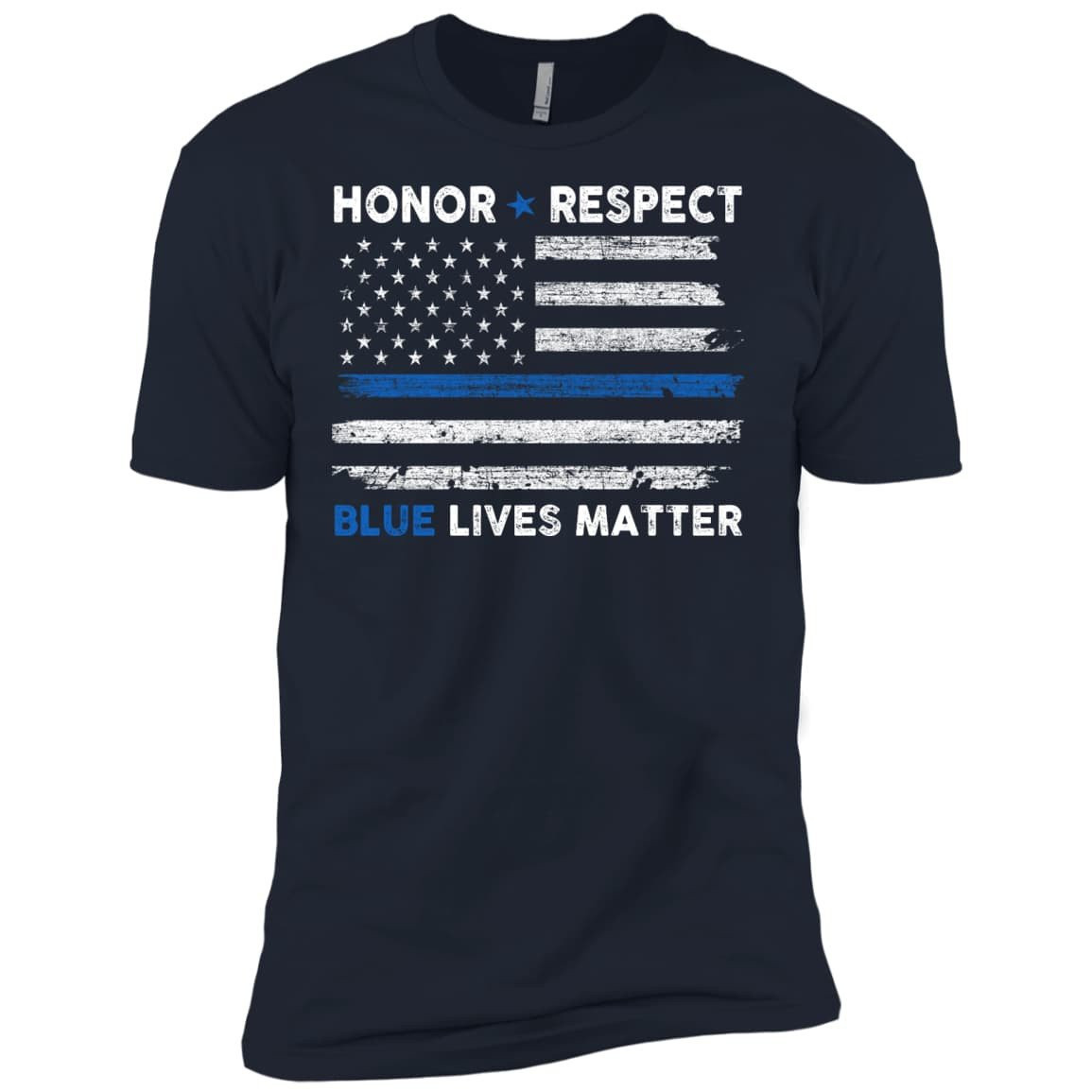 Honor and Respect Blue lives matter-T-Shirt & Hoodie-Premium T-Shirt-Midnight Navy