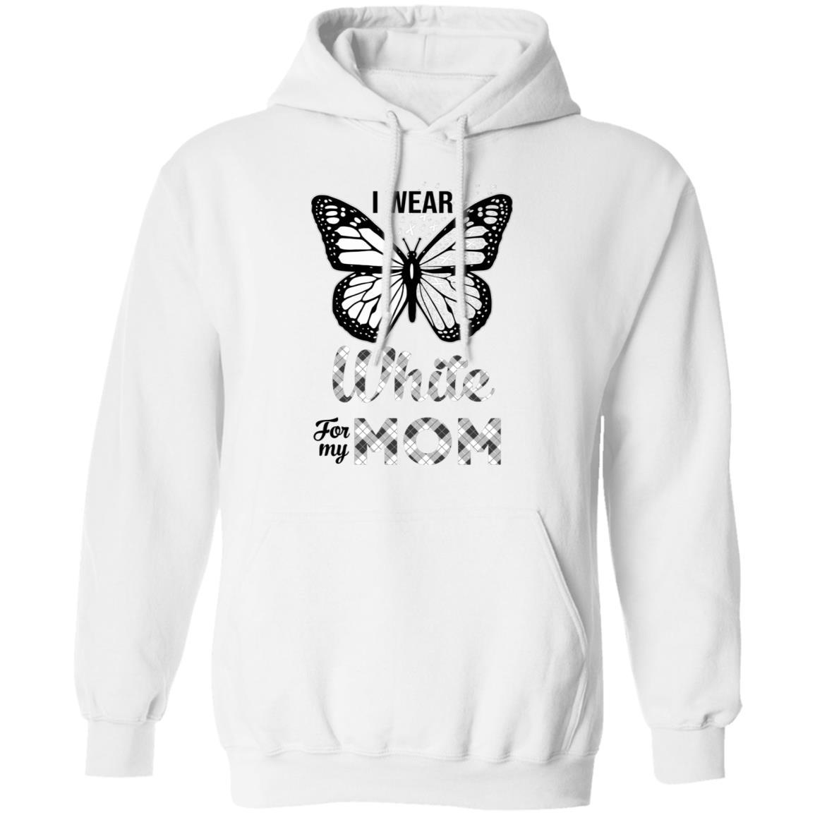 I Wear White For My Mom Butterfly Lung Cancer Awareness-T-Shirt & Hoodie-Pullover Hoodie-White