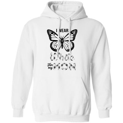 I Wear White For My Mom Butterfly Lung Cancer Awareness-T-Shirt & Hoodie-Pullover Hoodie-White