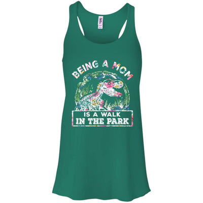 Being A Mom Is A Walk In The Park Funny Dinosaur Mom-T-Shirt & Tank Top-Women's Flowy Racerback Tank-Kelly Green