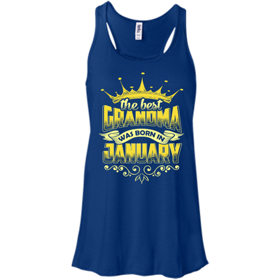 The Best Grandma Was Born In January-T-Shirt & Hoodie-Women's Flowy Racerback Tank-True Royal