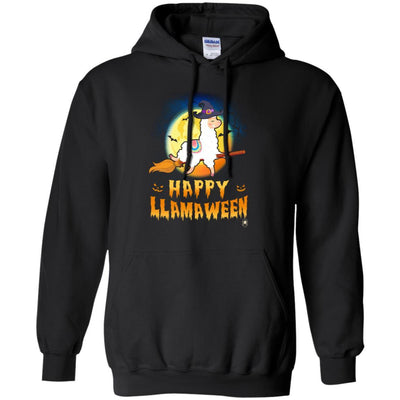 Happy Llamaween Halloween Llama Witch Costume-T-Shirt & Tank Top-Pullover Hoodie-Black