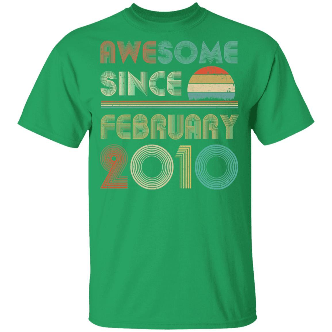 Awesome Since February 2010 Vintage 11th Birthday Gifts Youth-Youth Shirt-Youth T-Shirt-Irish Green
