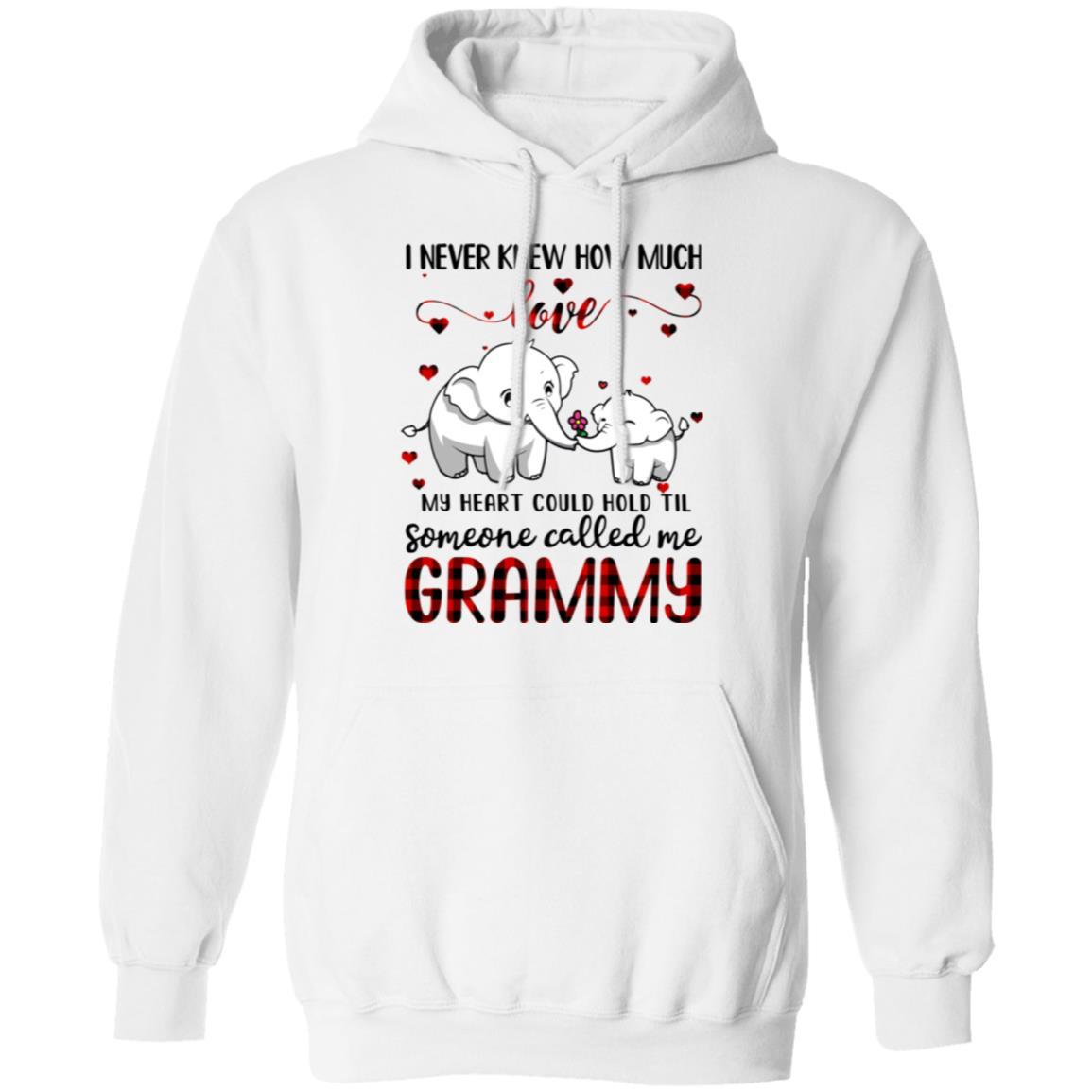 Someone Called Me Grammy Elephant Red Plaid Mother's Day-T-Shirt & Hoodie-Pullover Hoodie-White